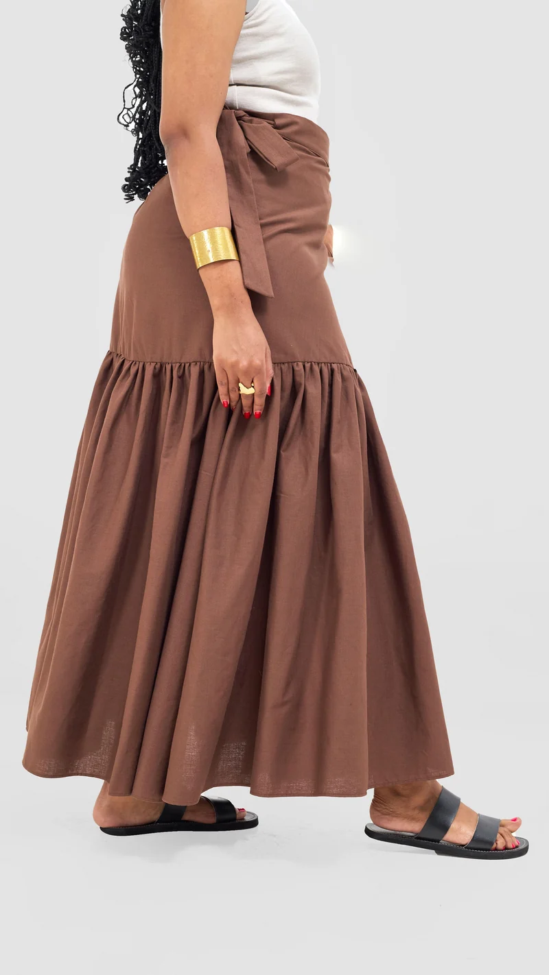Safari Naledi Gathered Panel Maxi Skirt - Chocolate