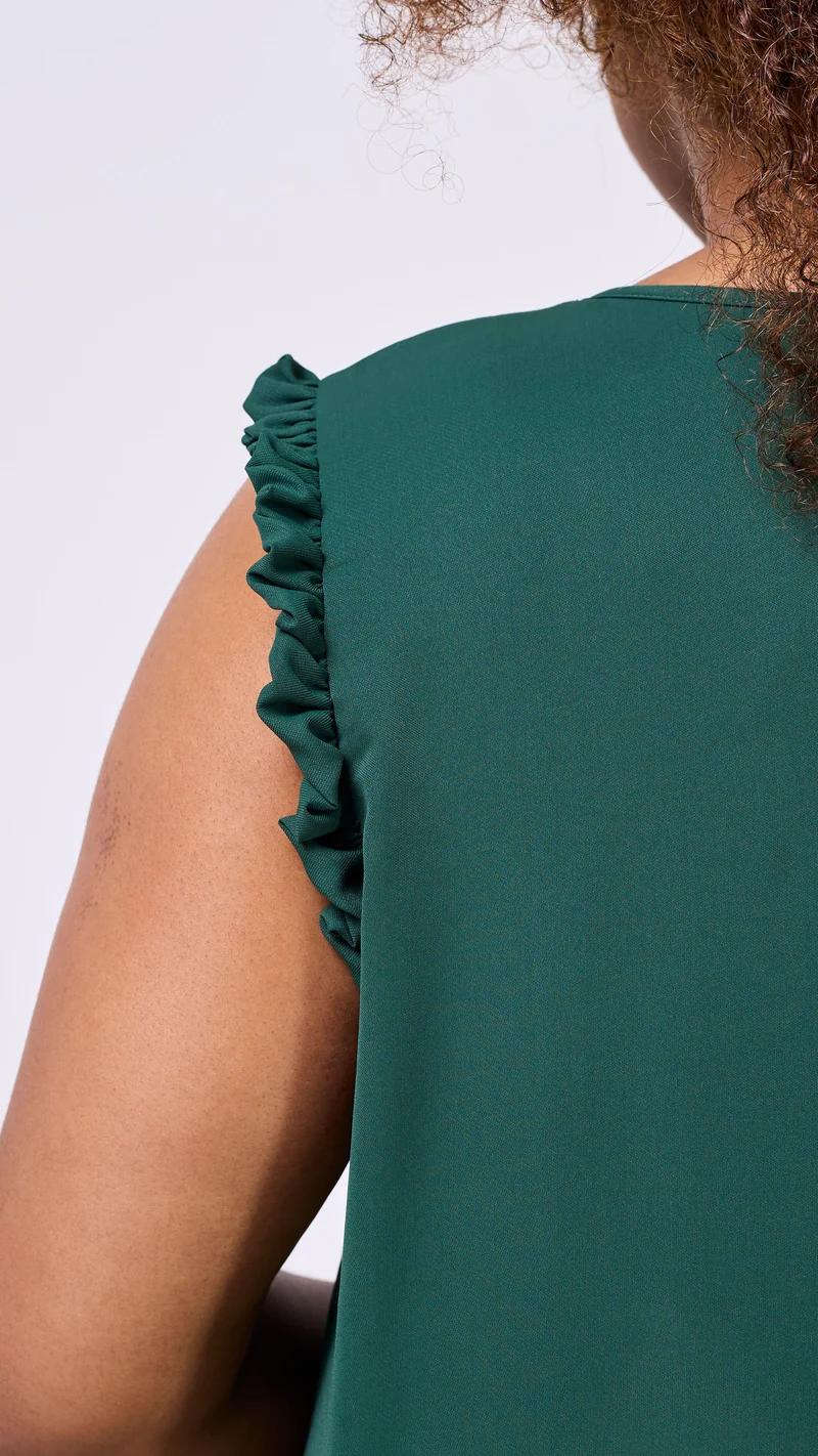 Vivo Ava Tent Flounce Maxi Dress - Dark Green