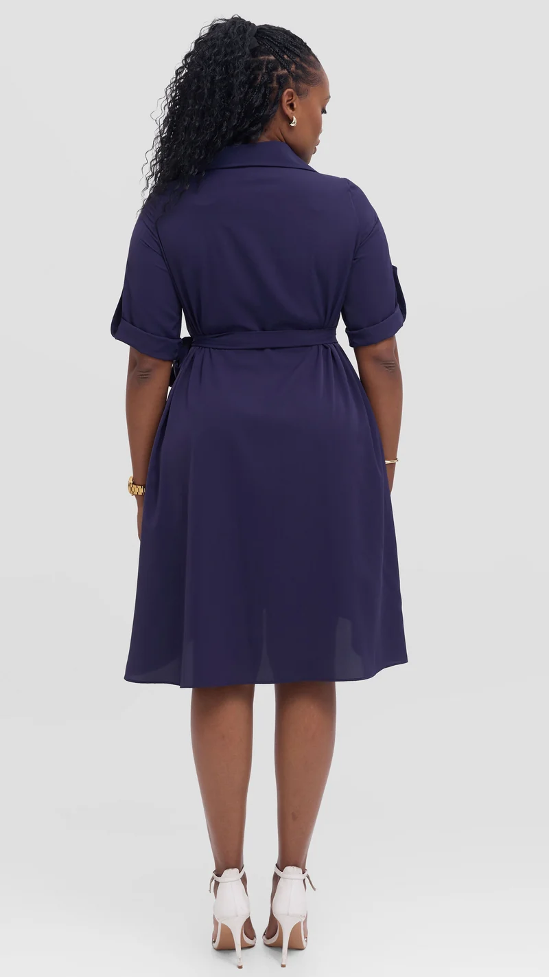 Vivo Ava 3/4 Sleeve Tent Shirt Dress in Crepe - Dark Purple