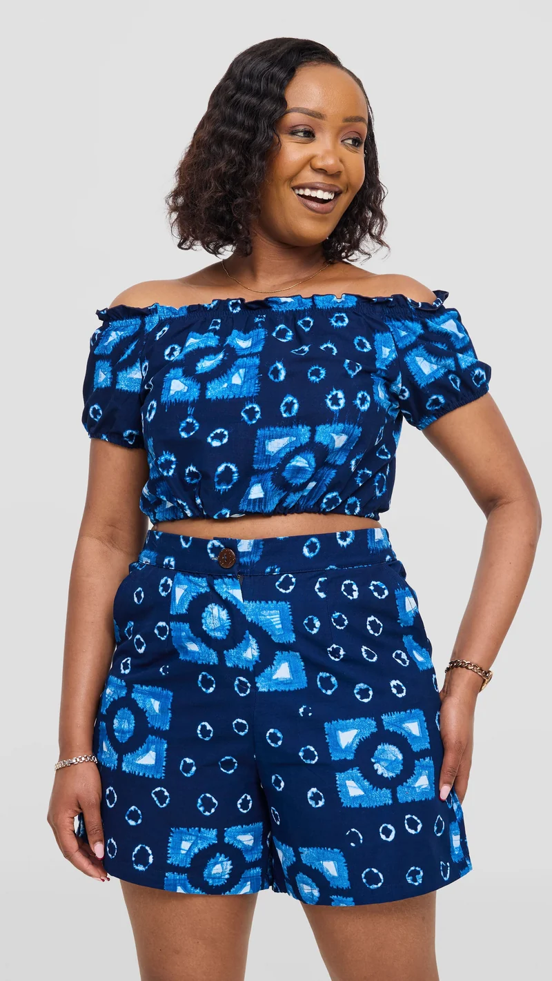 Safari Tafari Shorts - Dark Navy Asili Print