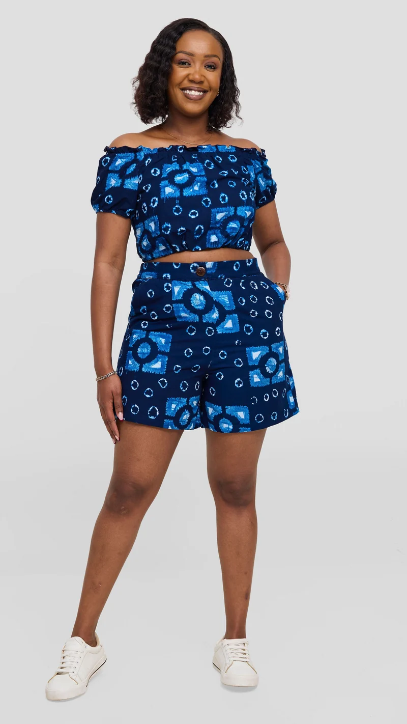 Safari Tafari Shorts - Dark Navy Asili Print
