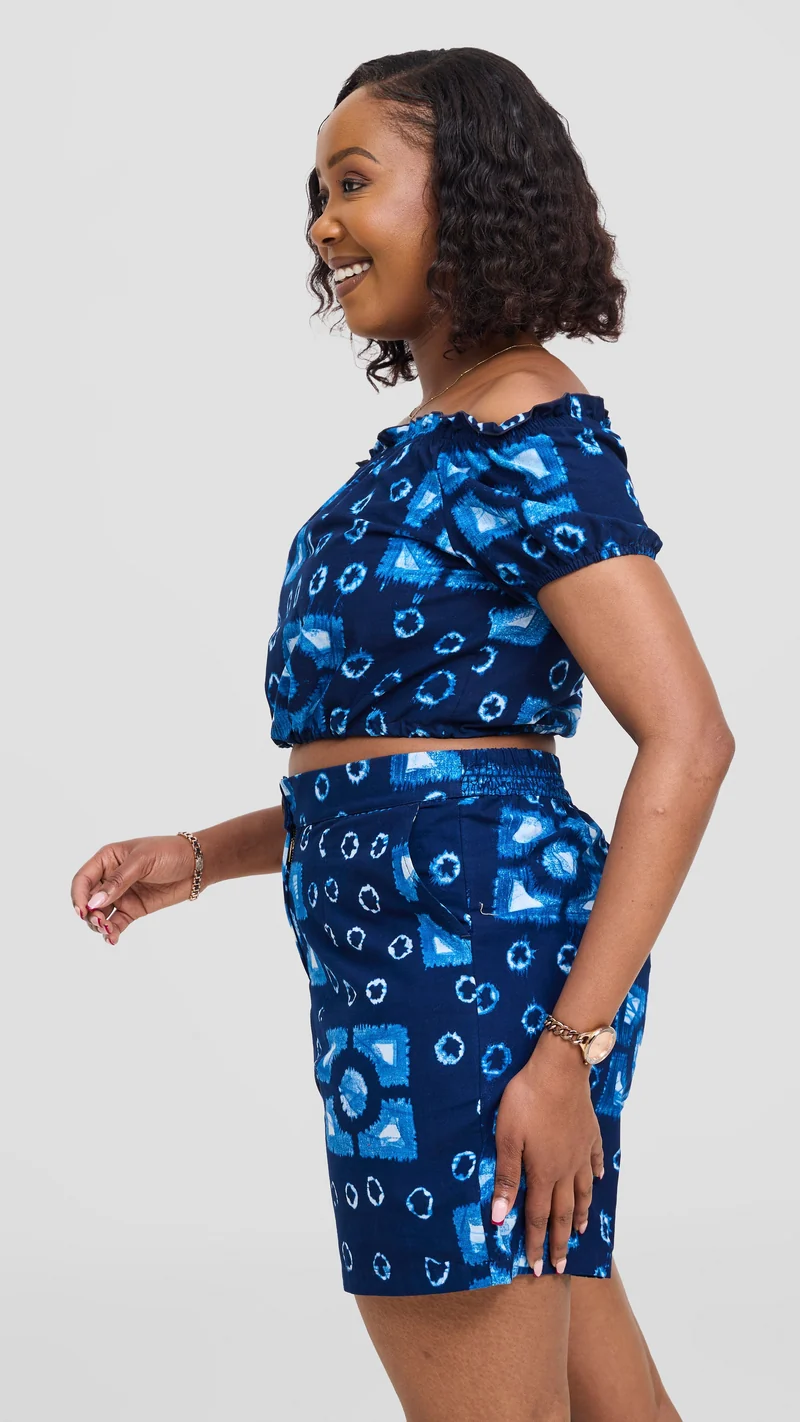 Safari Tafari Shorts - Dark Navy Asili Print