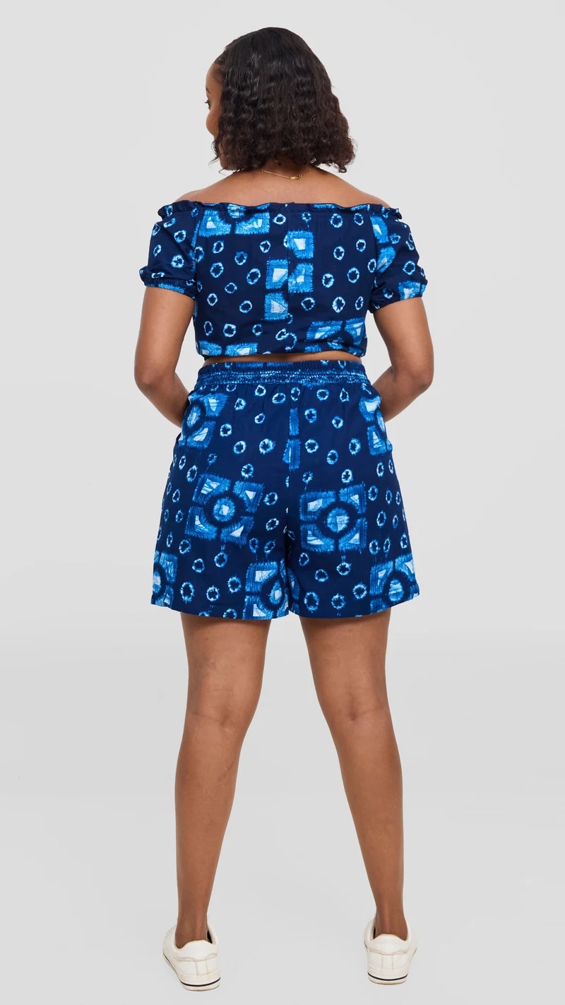 Safari Tafari Shorts - Dark Navy Asili Print