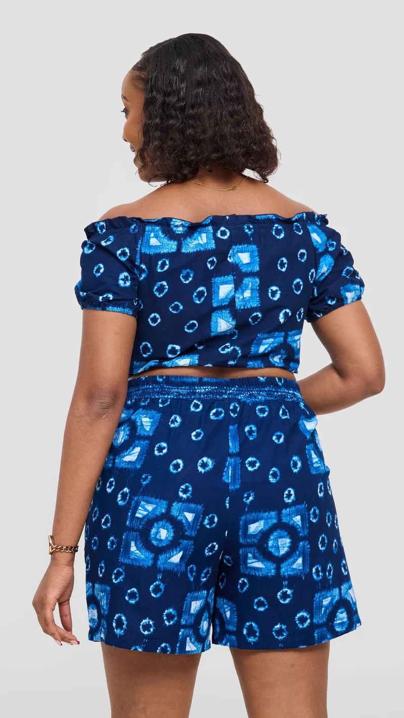 Safari Tafari Shorts - Dark Navy Asili Print