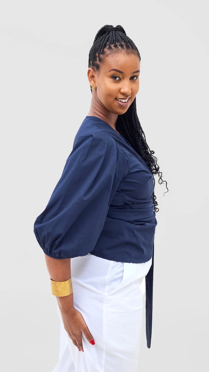 Safari Naledi Wrap Top - Navy