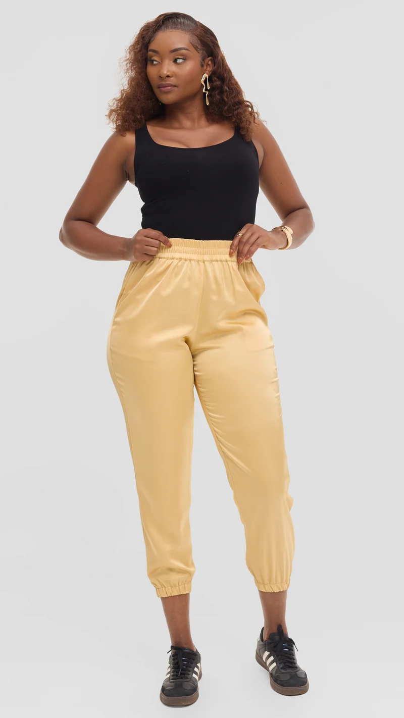 Vivo Nimali Satin Joggers - Gold