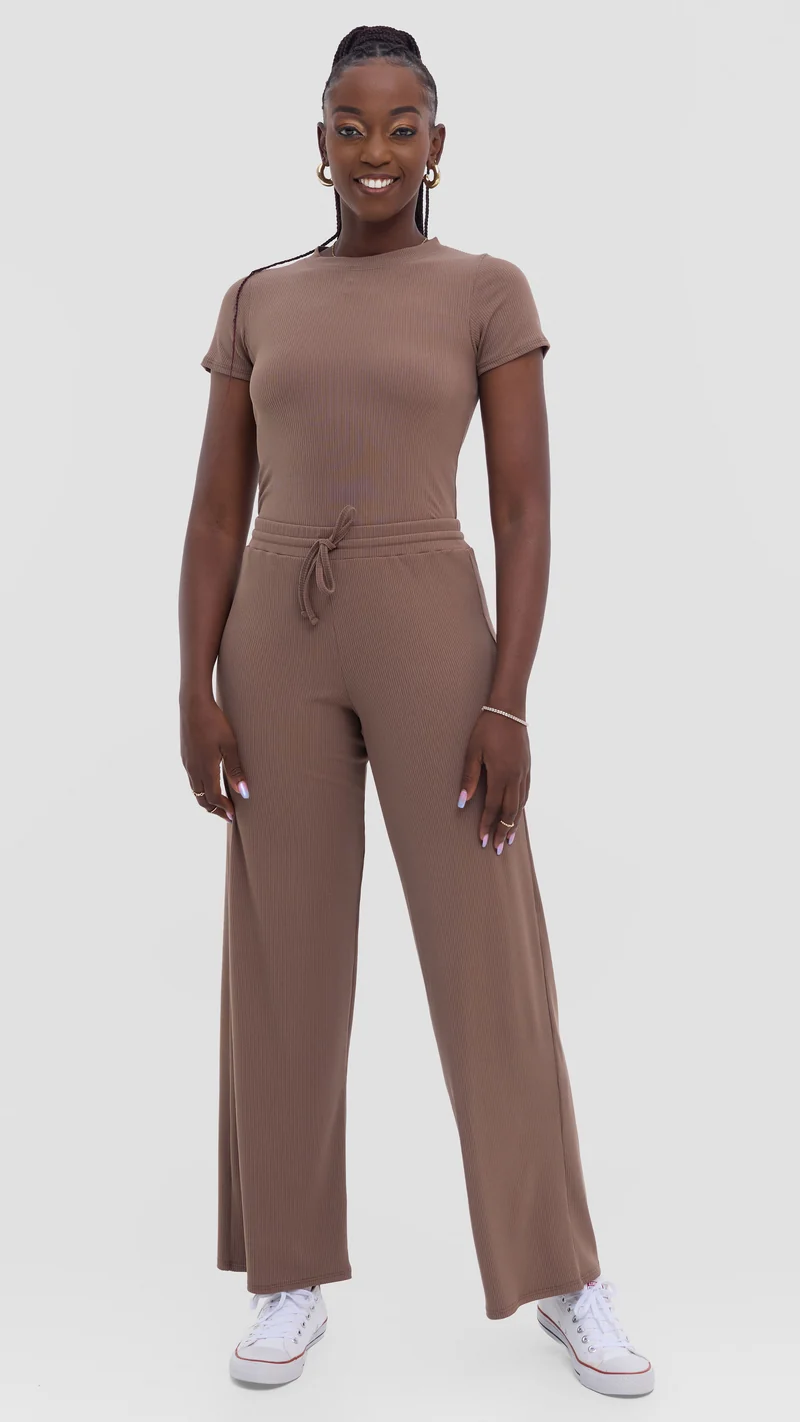 Vivo Studio Lounge Pants in Rib - Dark Taupe