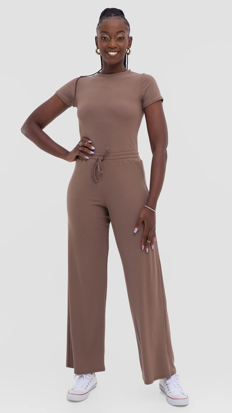Vivo Studio Lounge Pants in Rib - Dark Taupe