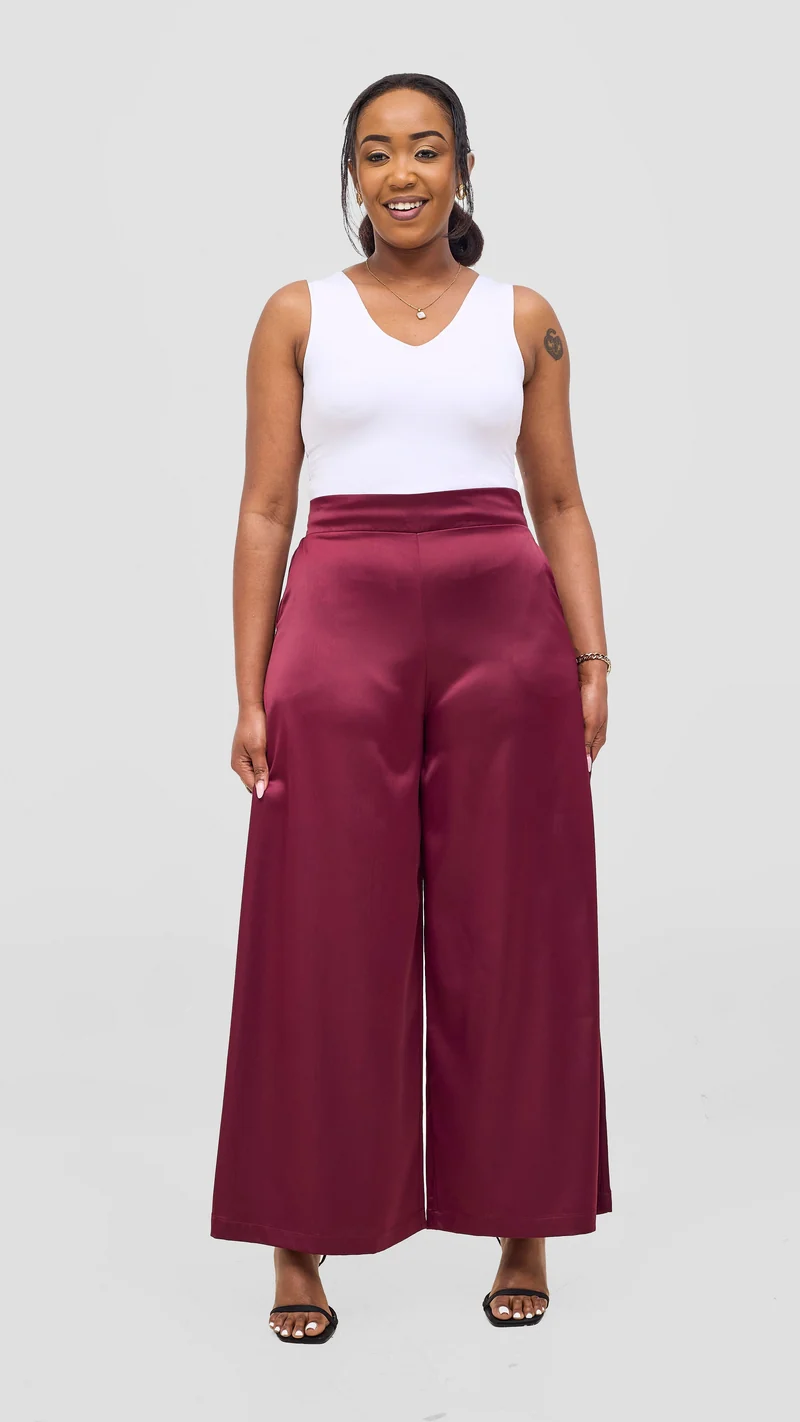 Vivo Iyana Wide Leg Pants - Maroon