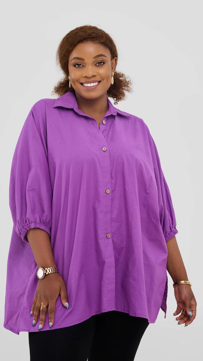 Safari by Vivo Zehra Extra Wide Shirt in Linen Blend - Lilac