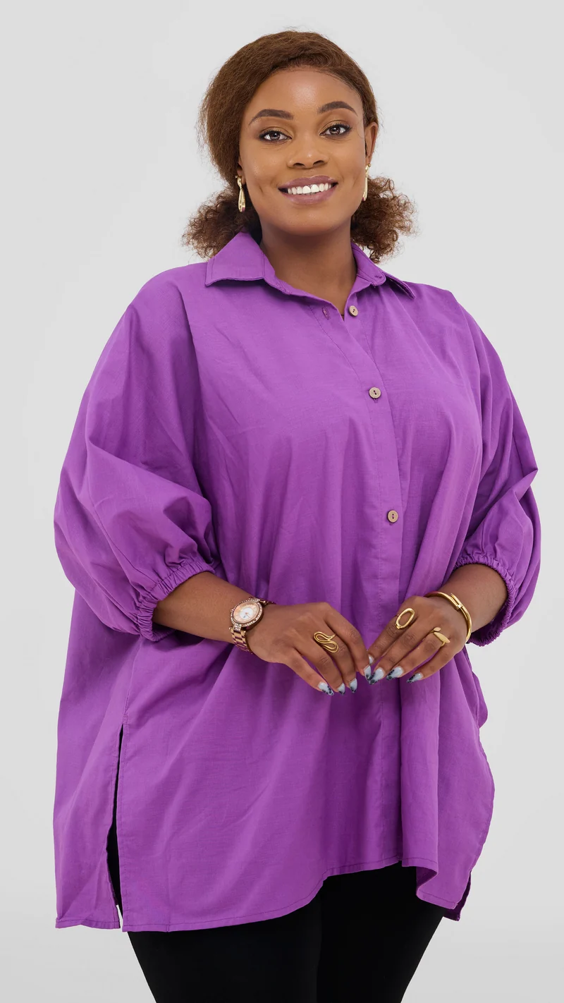 Safari by Vivo Zehra Extra Wide Shirt in Linen Blend - Lilac