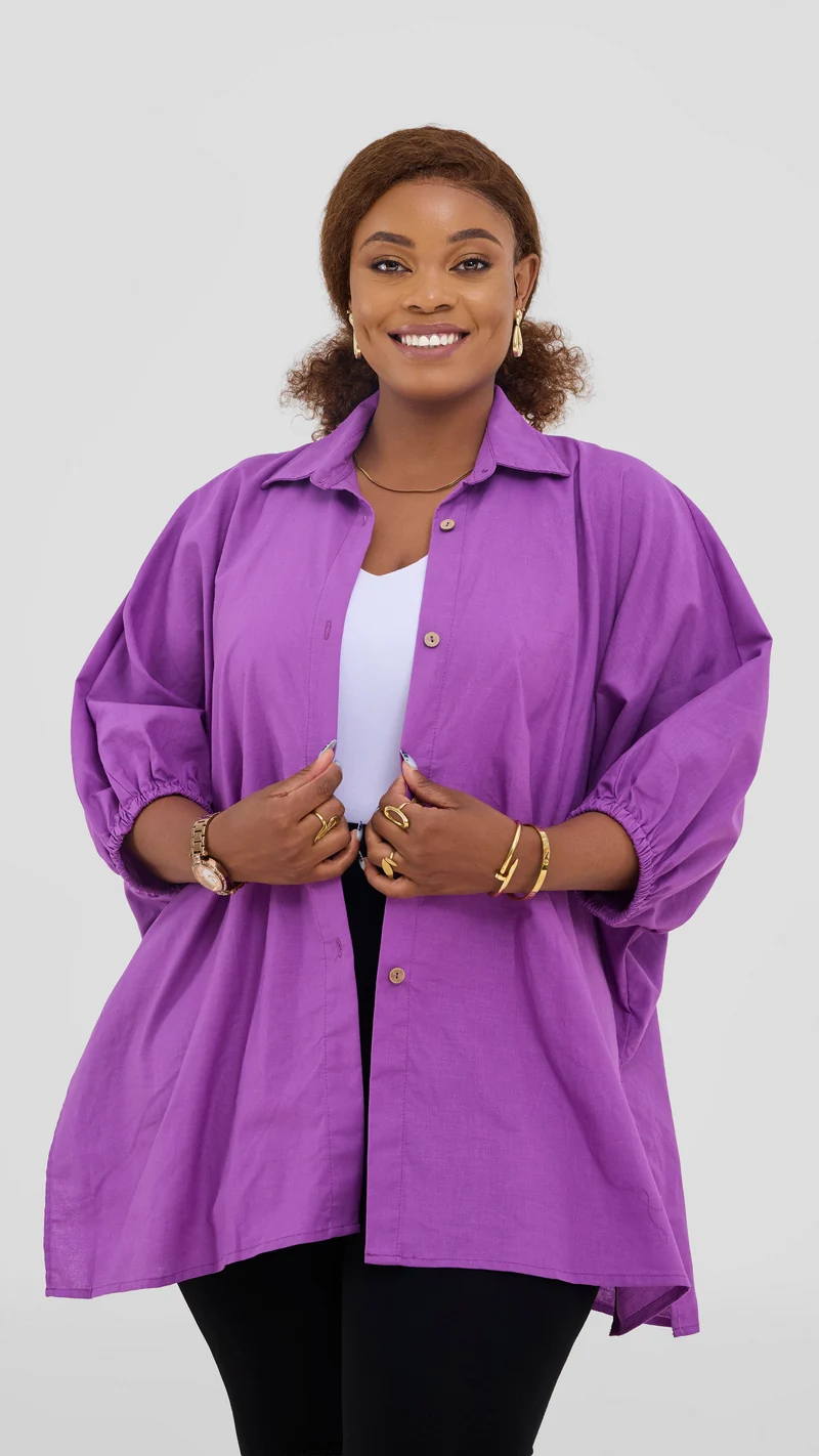 Safari by Vivo Zehra Extra Wide Shirt in Linen Blend - Lilac