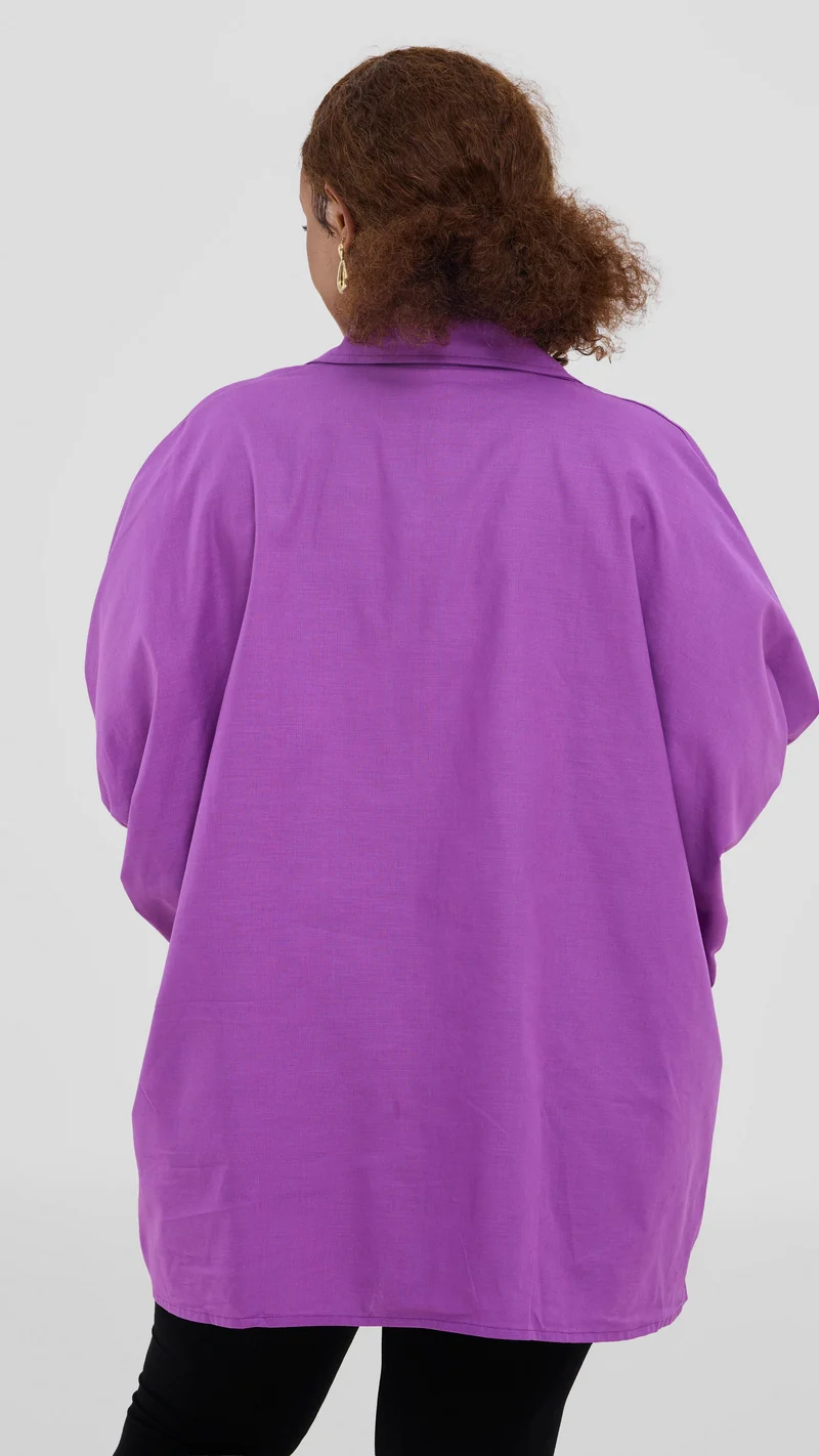 Safari by Vivo Zehra Extra Wide Shirt in Linen Blend - Lilac