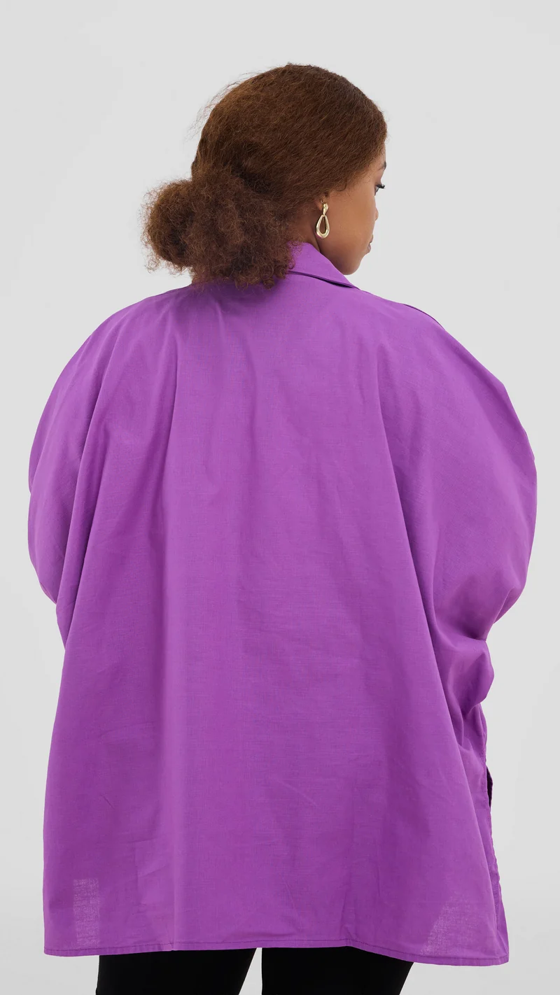 Safari by Vivo Zehra Extra Wide Shirt in Linen Blend - Lilac
