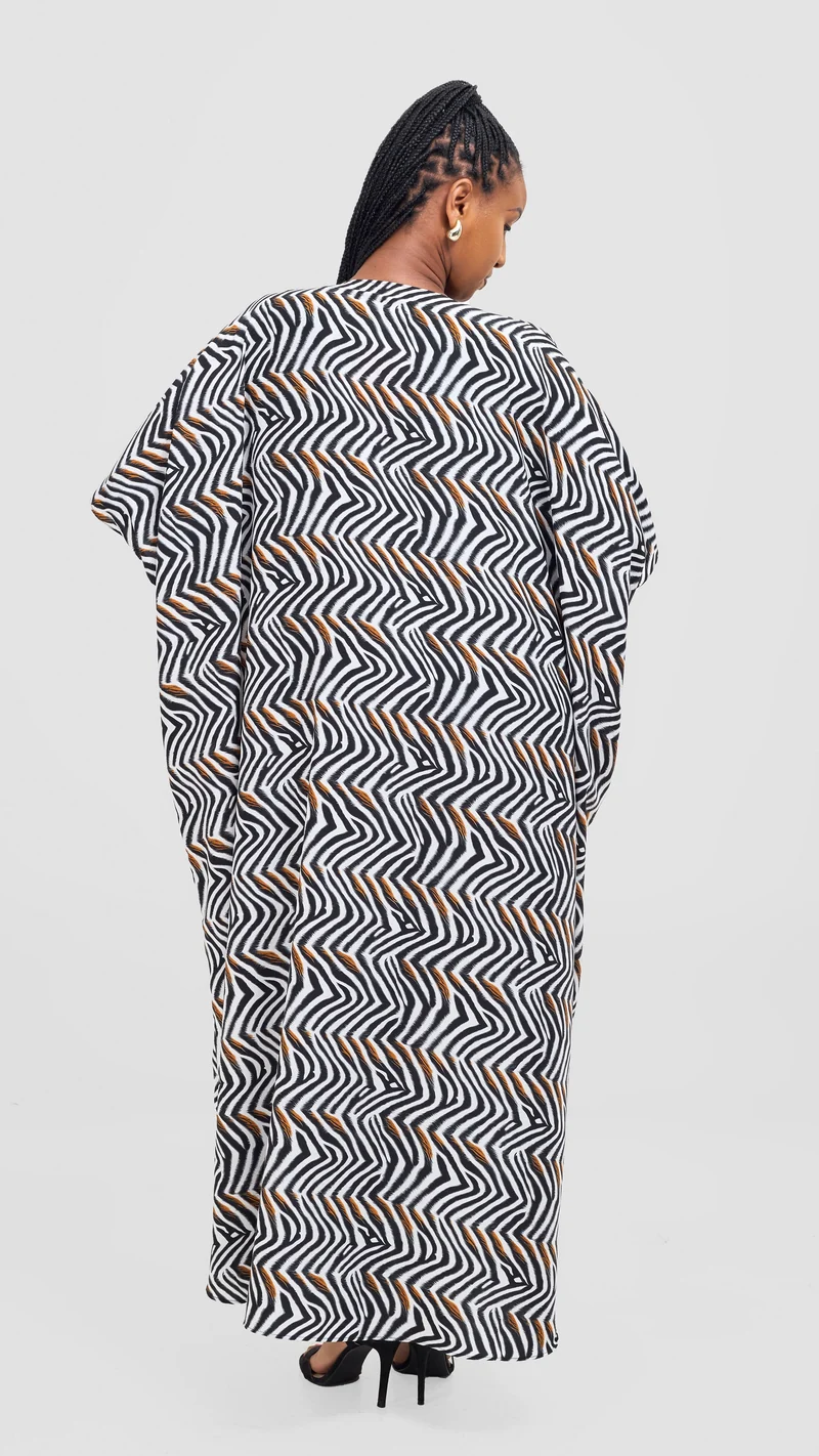 Vivo Maisha Wide Kimono - Cream / Black Print