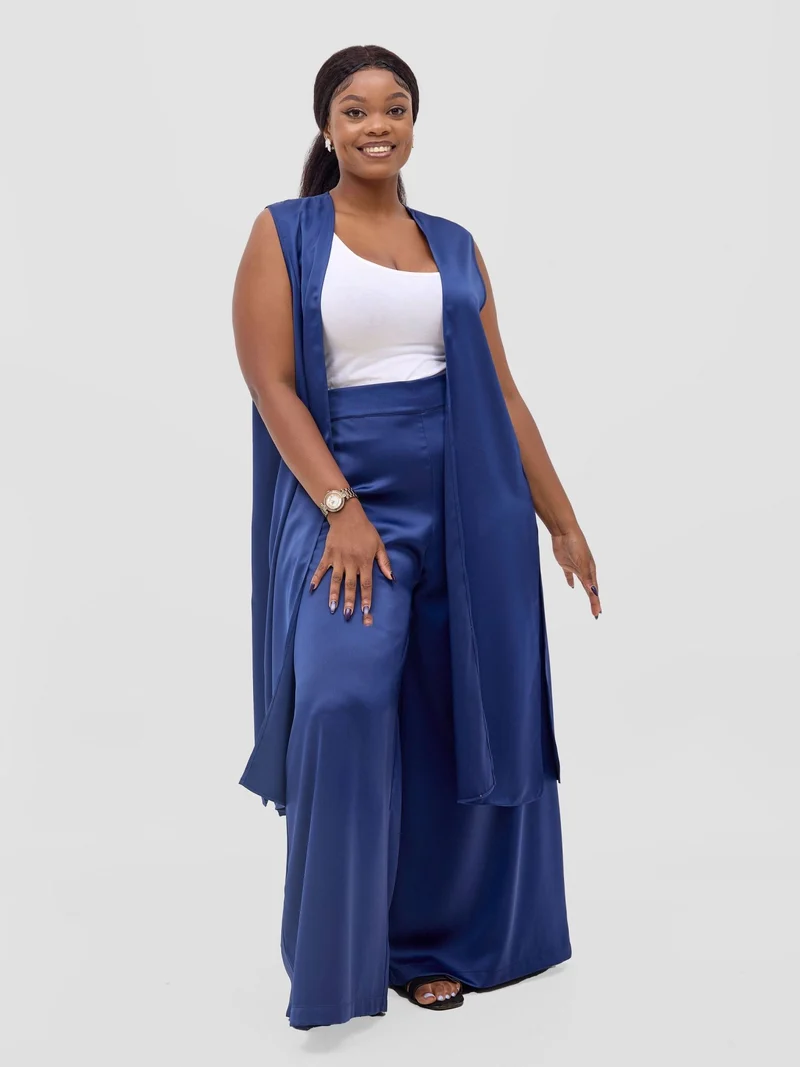 Vivo Meli Satin Pants - Navy