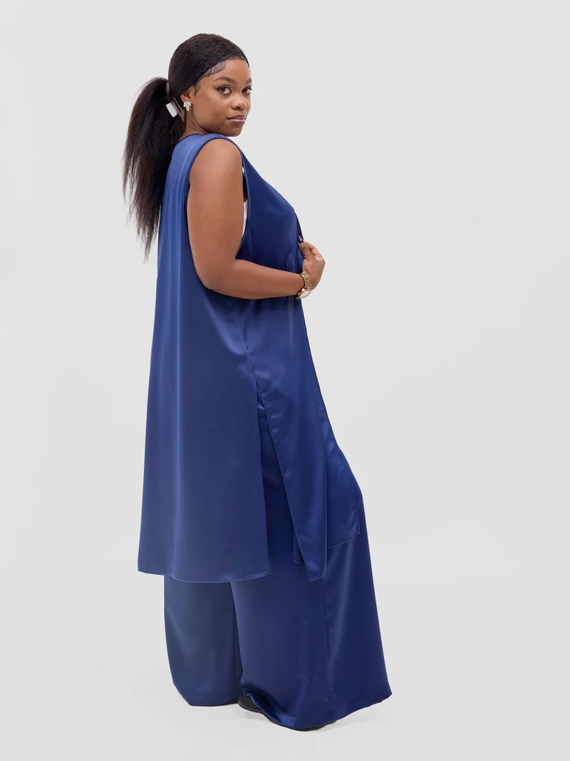 Vivo Meli Satin Pants - Navy
