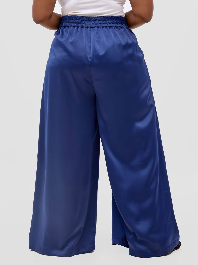 Vivo Meli Satin Pants - Navy