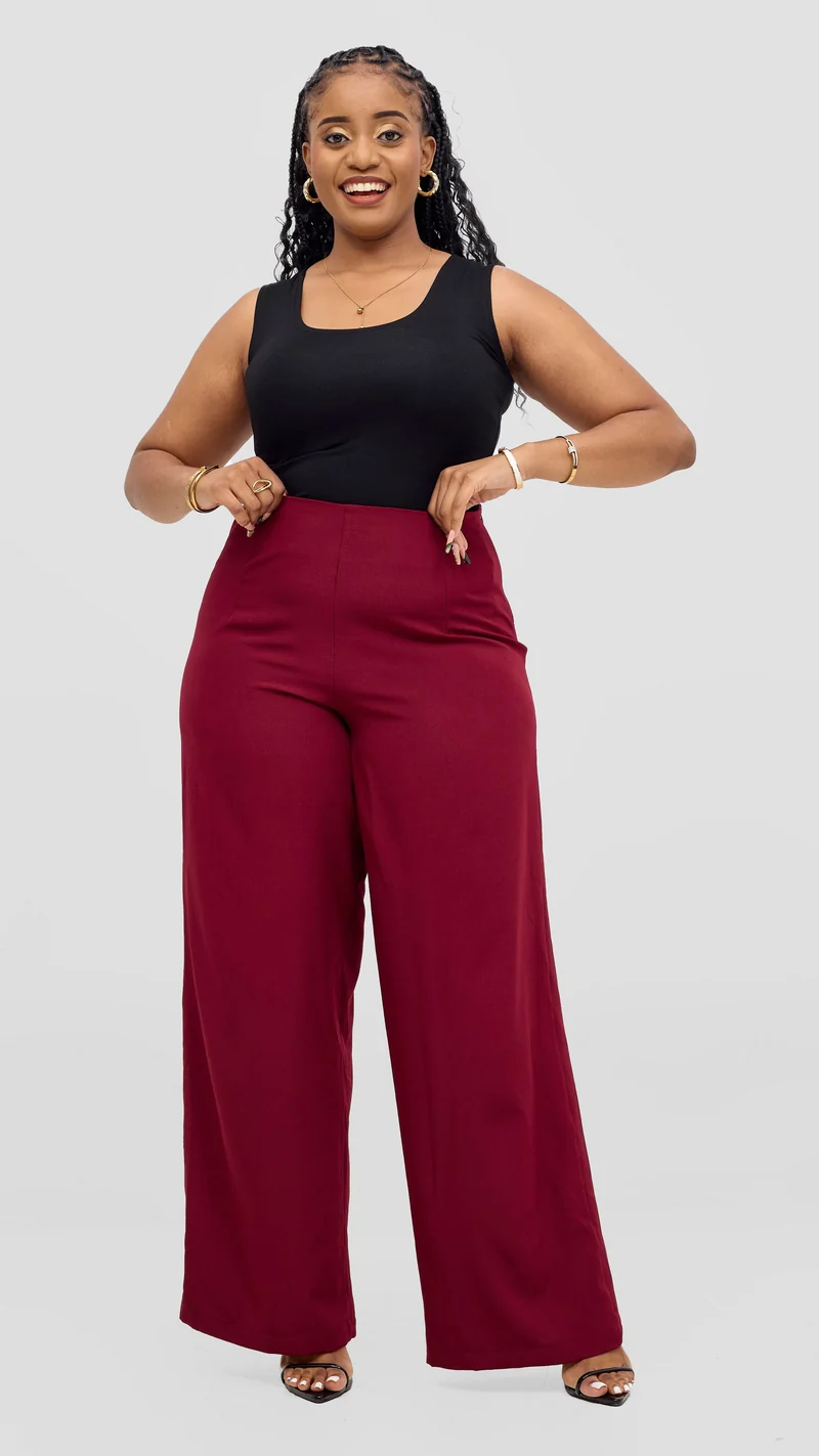Vivo Kani Wide Leg Pants - Maroon