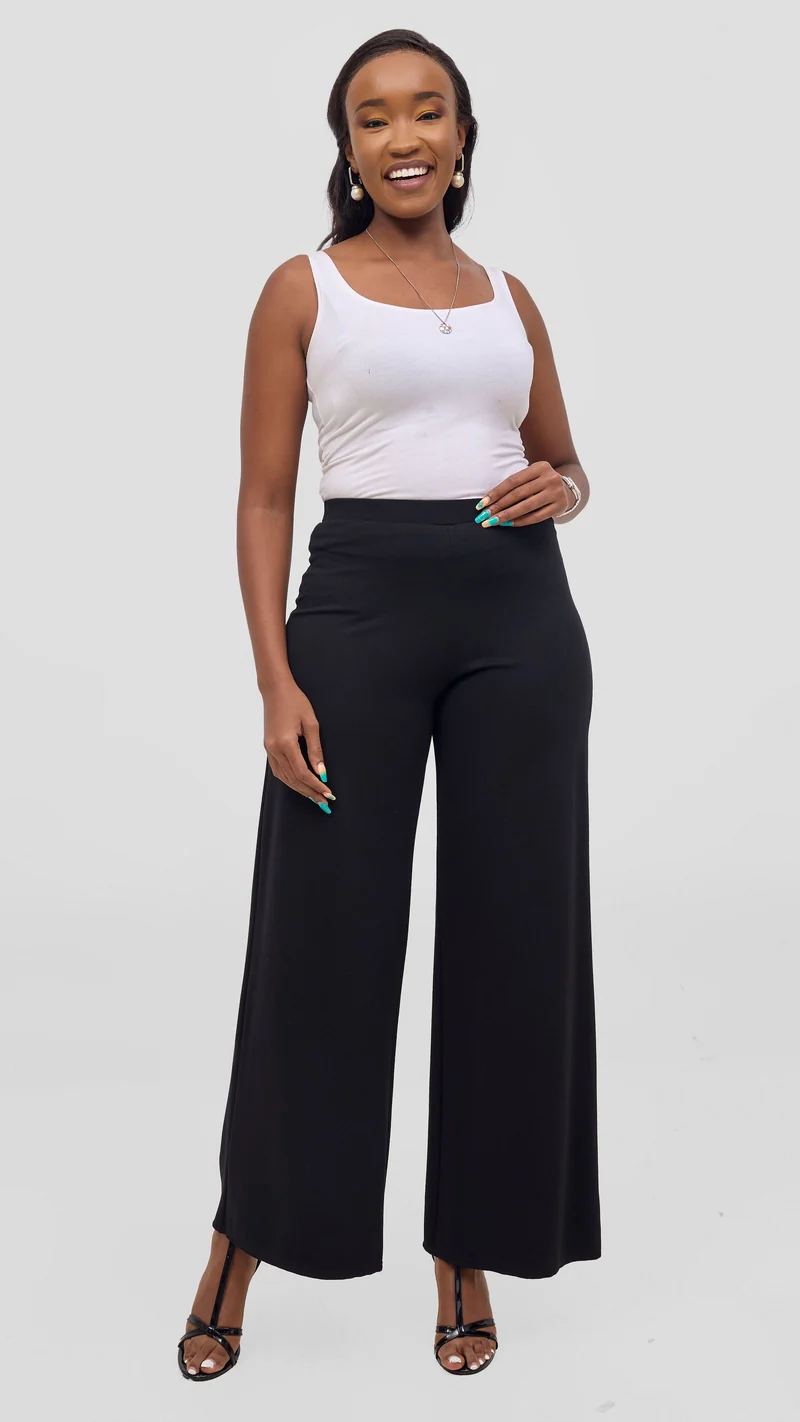 Vivo Aleri Wide Leg Pants in Ponte - Black