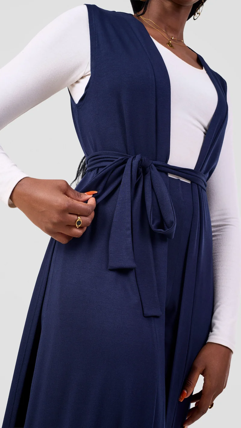 Vivo Chela Sleeveless Waterfall in Jersey - Navy