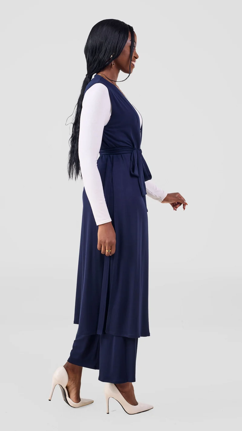 Vivo Chela Sleeveless Waterfall in Jersey - Navy