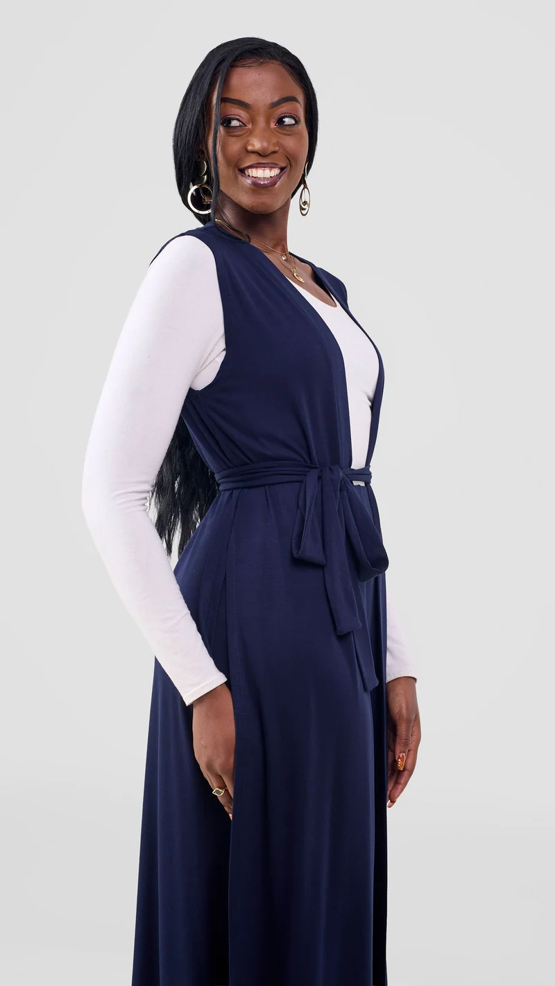 Vivo Chela Sleeveless Waterfall in Jersey - Navy