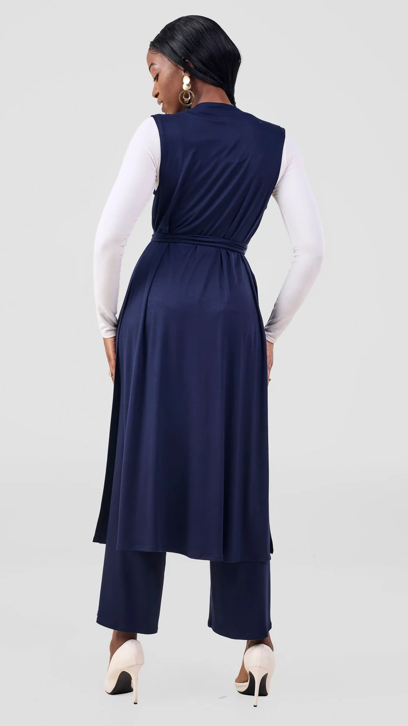 Vivo Chela Sleeveless Waterfall in Jersey - Navy