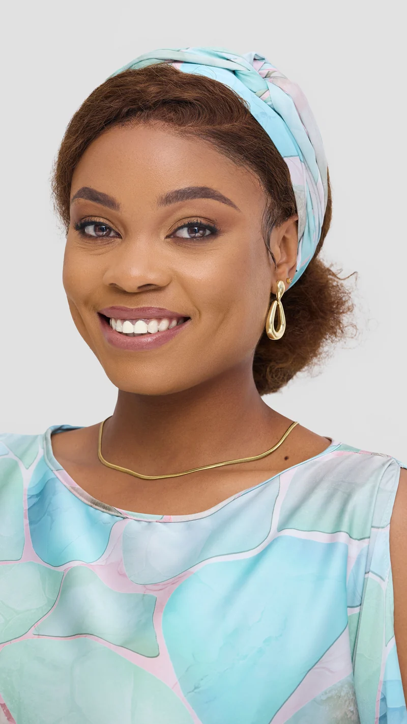 Vivo Knee Length Kaftan in Satin - Pink / Sea Green Print
