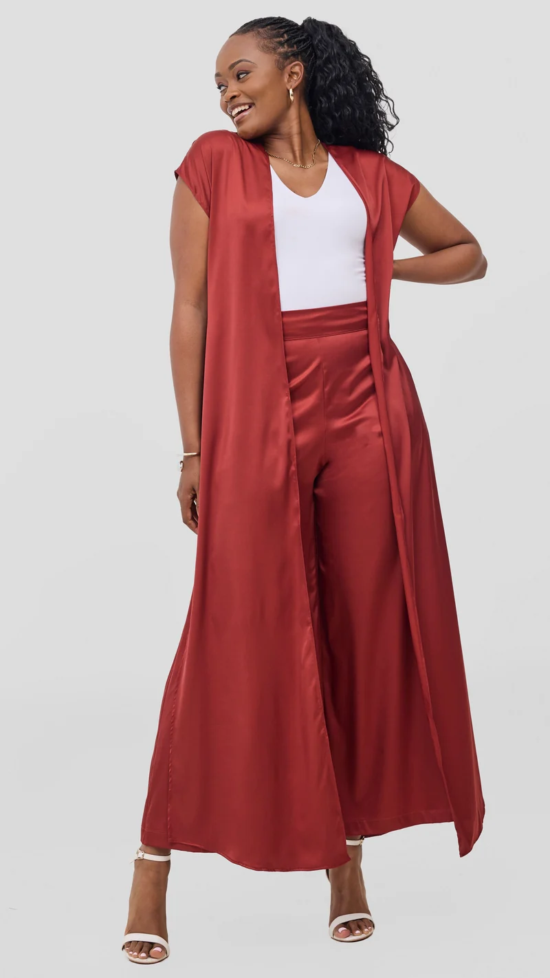 Vivo Chidii Drop Shoulder Kimono - Dark Red