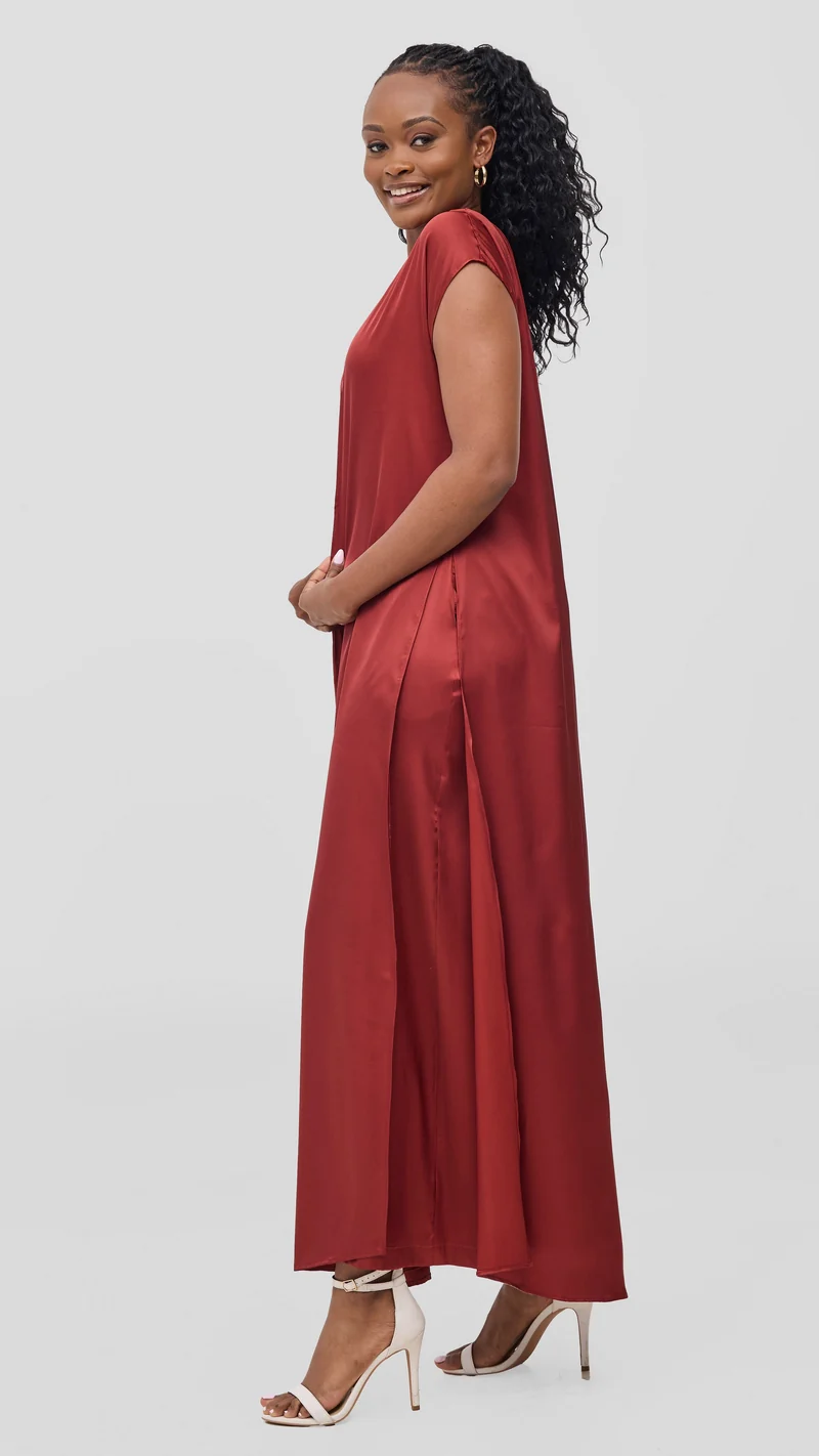 Vivo Chidii Drop Shoulder Kimono - Dark Red