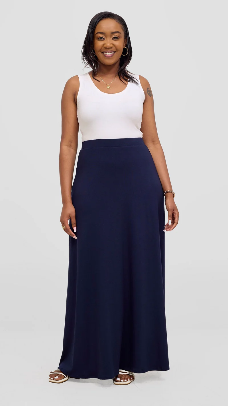 Vivo Basic A-line Maxi Skirt - Navy Blue