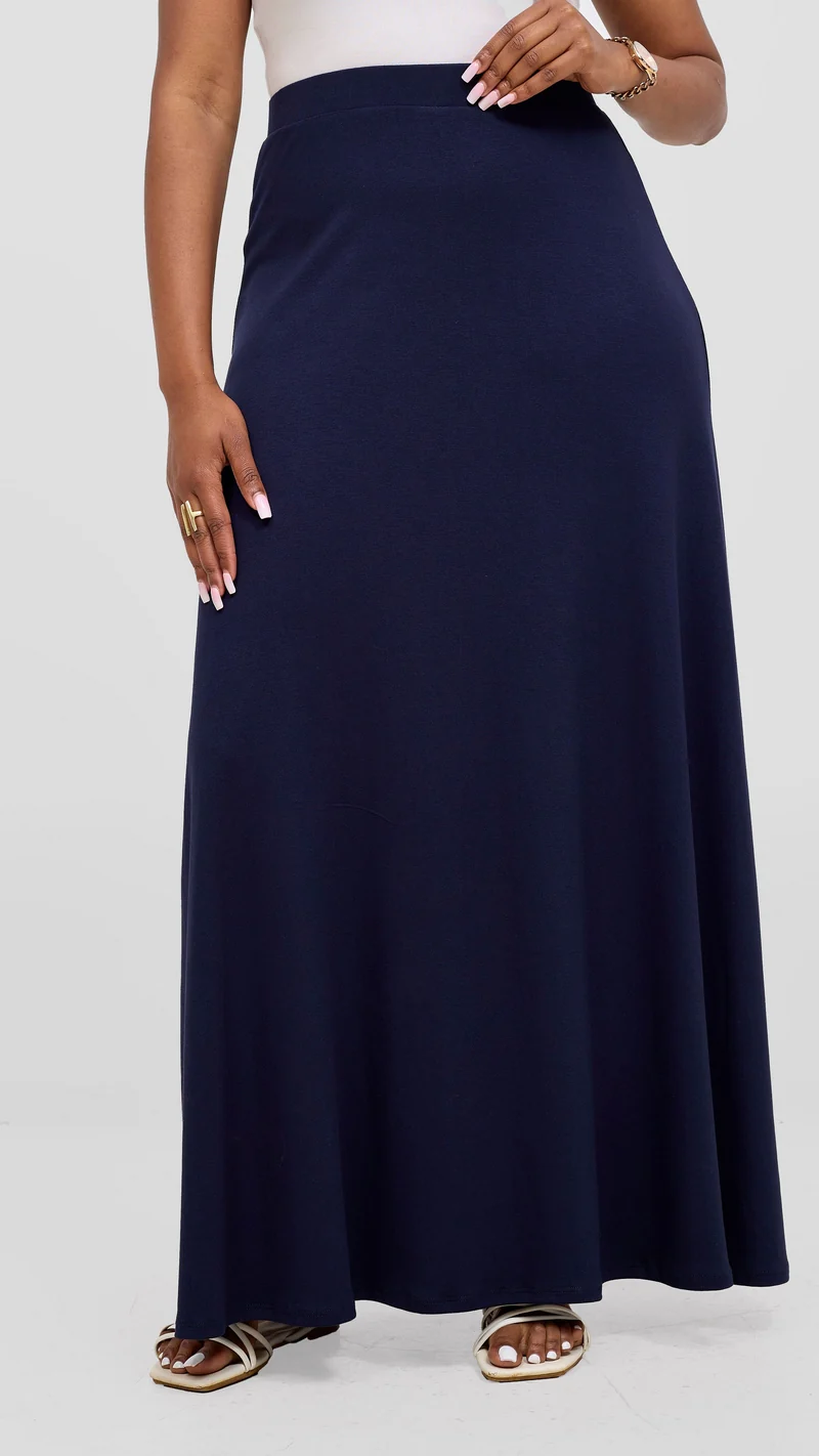 Vivo Basic A-line Maxi Skirt - Navy Blue