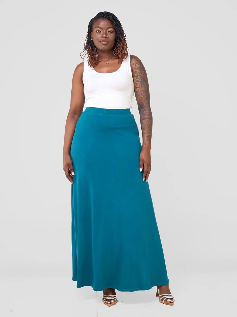 Vivo Basic A-line Maxi Skirt -Teal