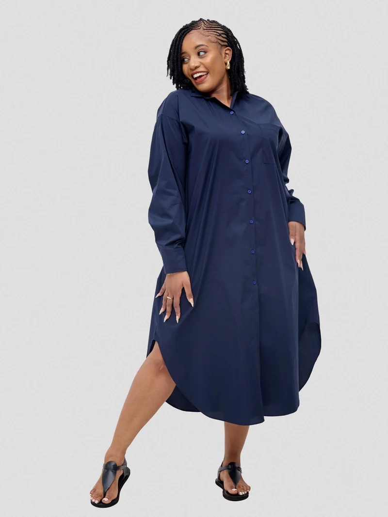 Safari by Vivo Mansi Bishop Sleeve Shacket - Navy
