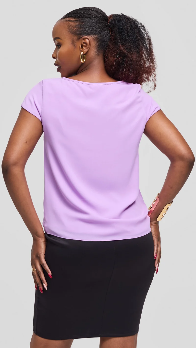 Vivo Basic Chiffon Cap Sleeve Top (Double Layered) - Lilac