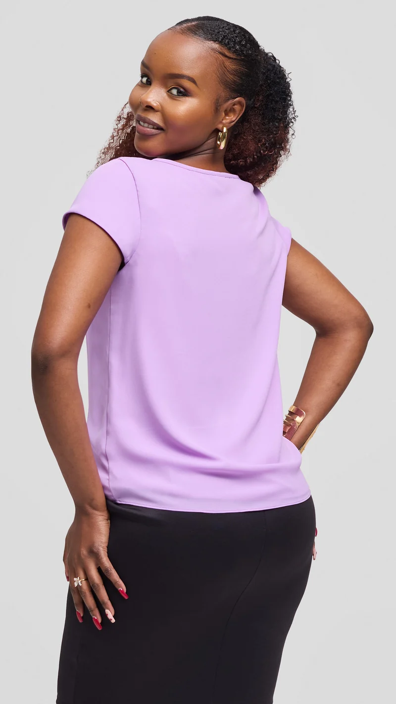 Vivo Basic Chiffon Cap Sleeve Top (Double Layered) - Lilac