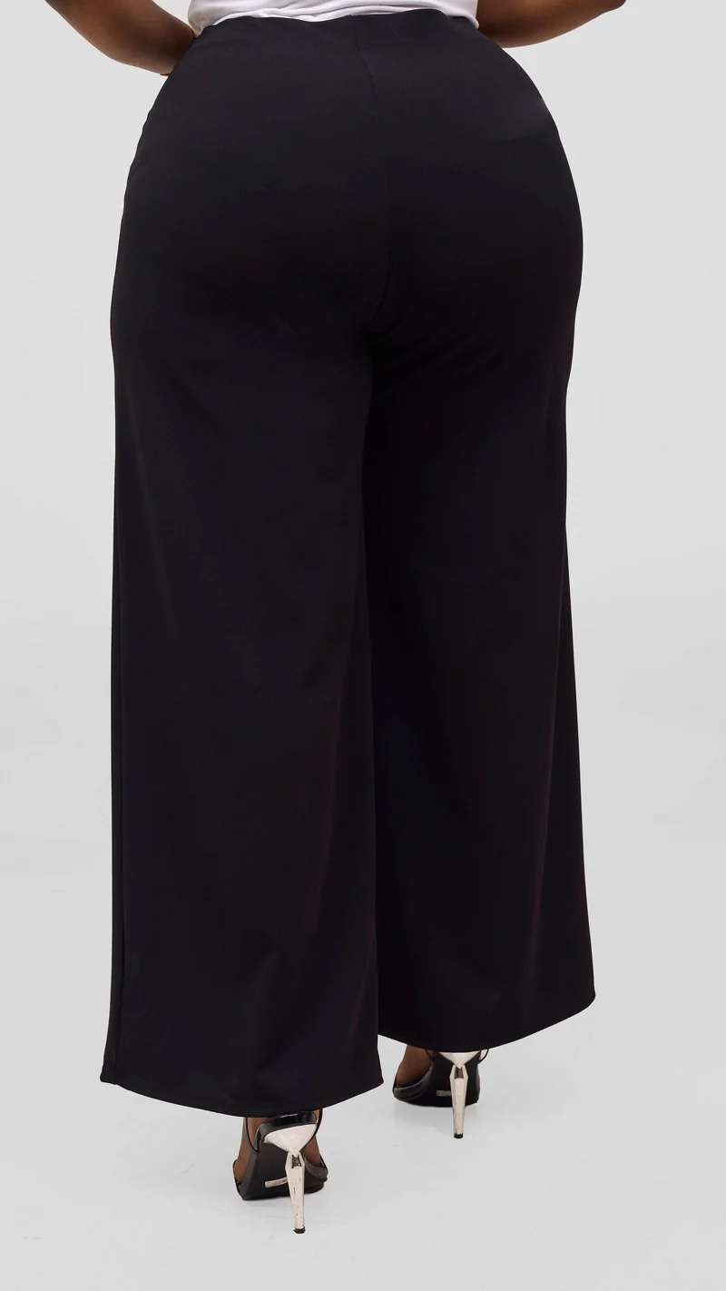 Vivo Dua Wide Leg Pants in Ponte - Black