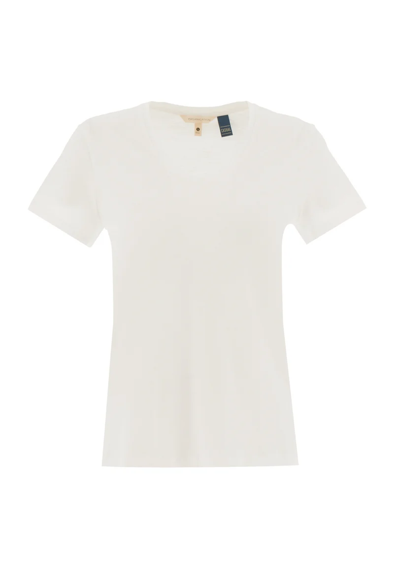 Basic T-Shirt aus Bio-Baumwolle mit V-Ausschnitt