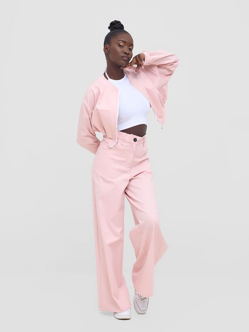 Zoya Nia Crop Bomber Jacket - Light Pink