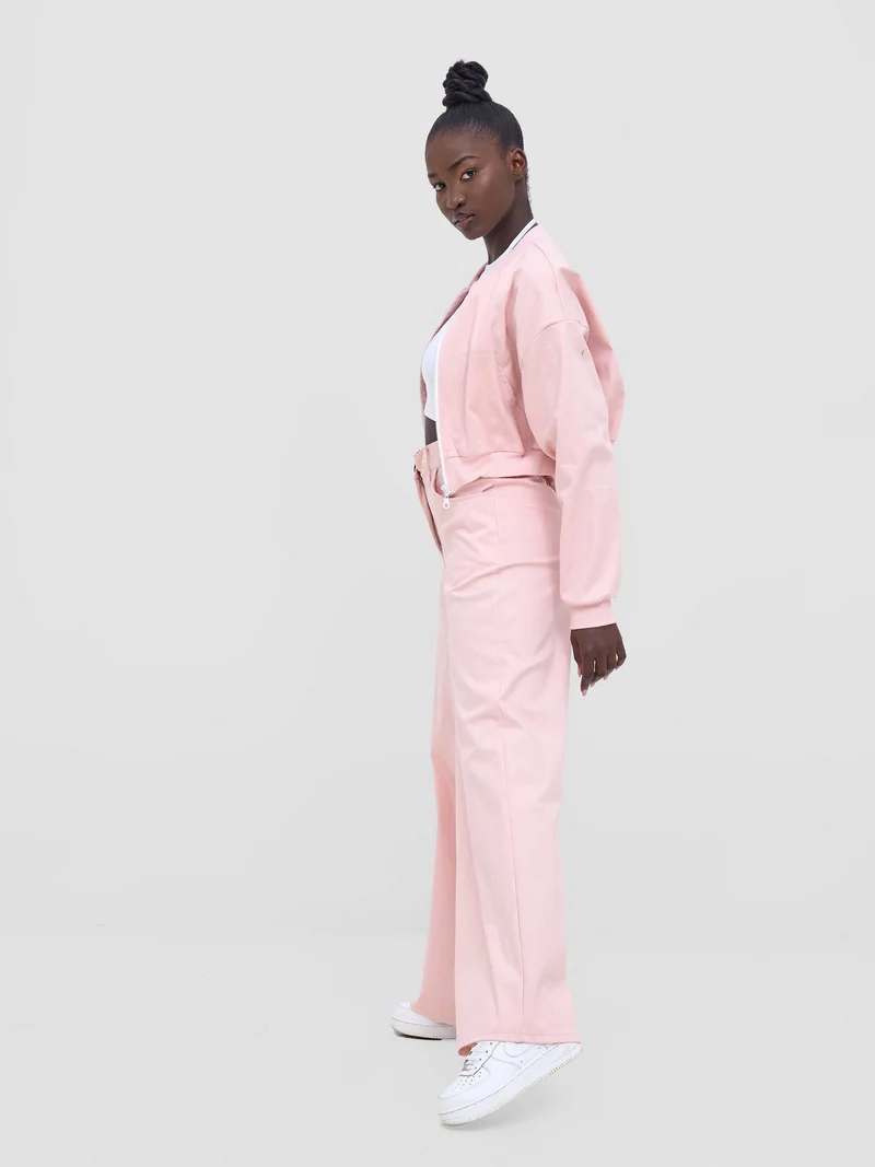 Zoya Nia Crop Bomber Jacket - Light Pink