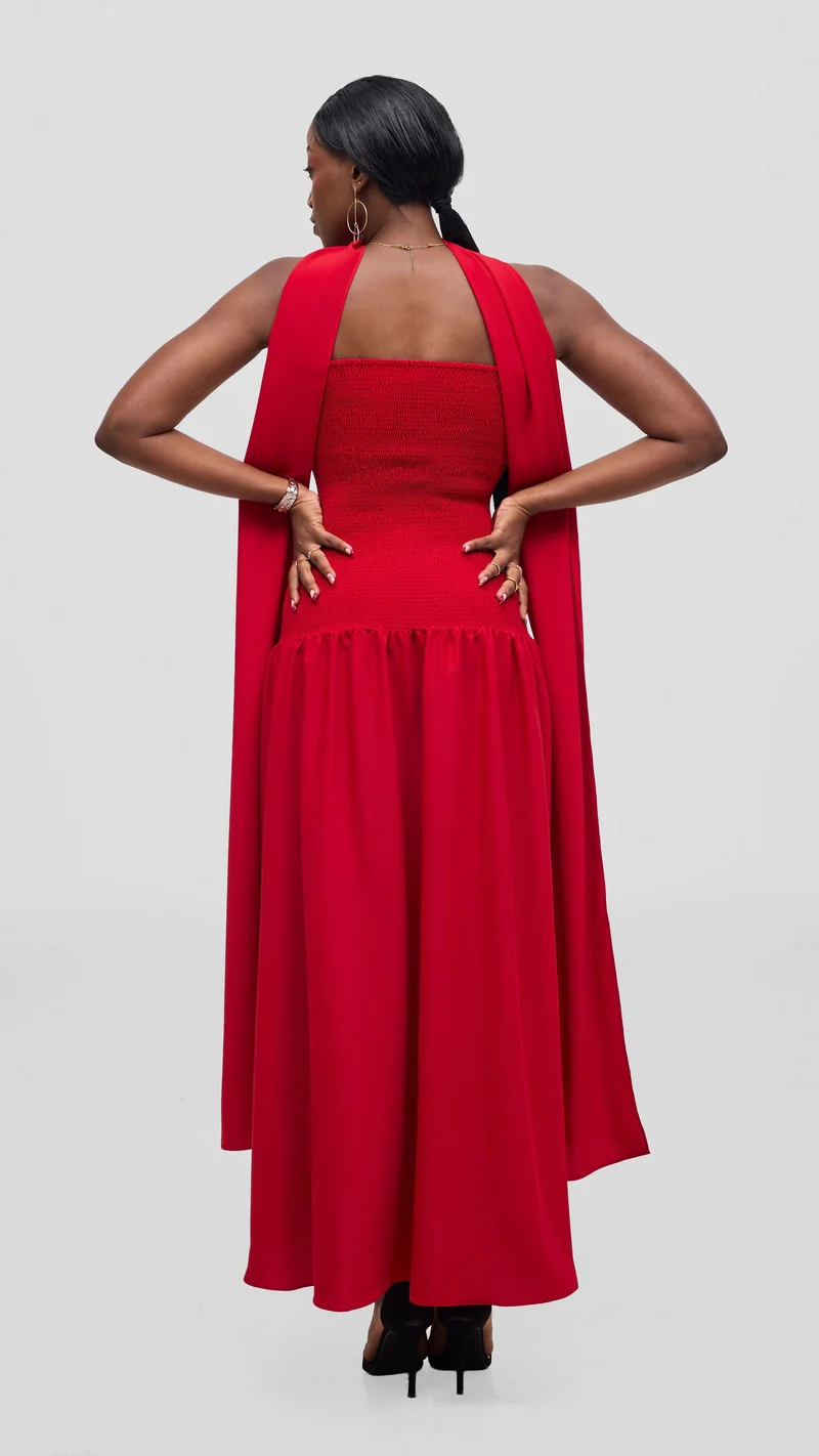 Vivo Studio Strapless Maxi in Crepe- Dark Red