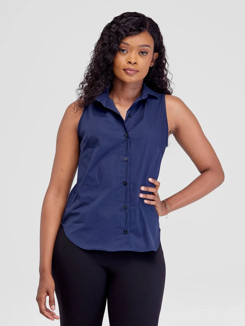 Safari by Vivo Kamari Halter Shirt - Navy Blue