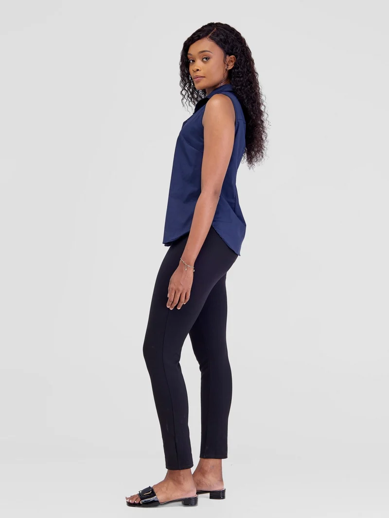 Safari by Vivo Kamari Halter Shirt - Navy Blue