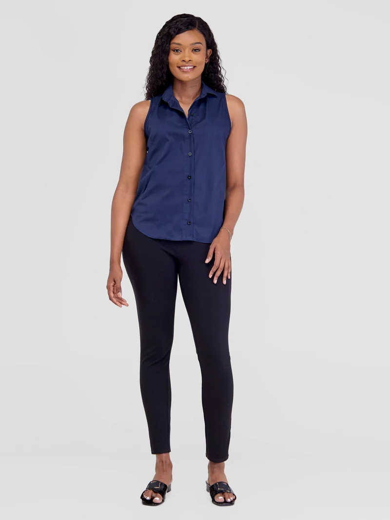 Safari by Vivo Kamari Halter Shirt - Navy Blue
