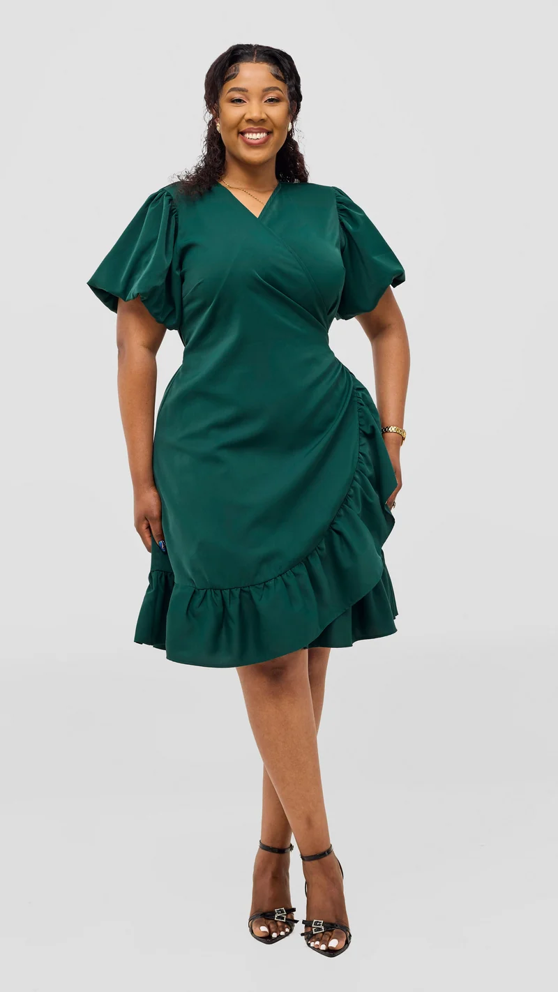 Vivo Hadiya Wrap Dress - Dark Green