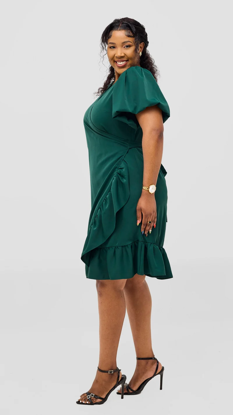Vivo Hadiya Wrap Dress - Dark Green