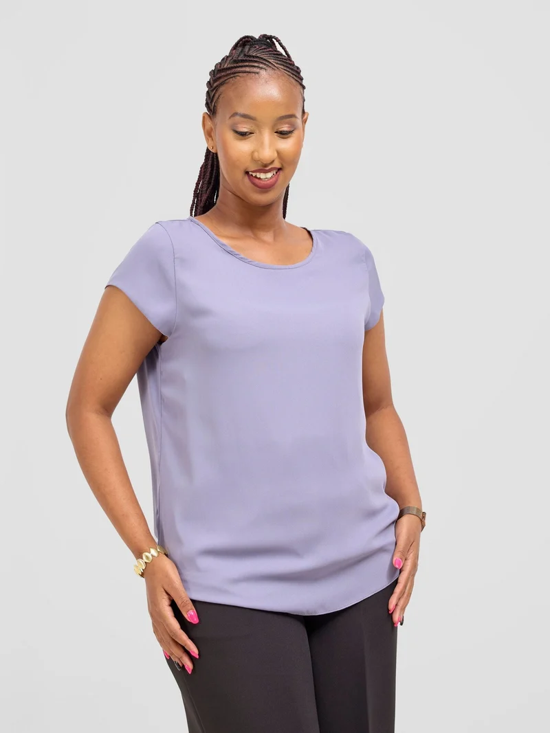 Vivo Basic Chiffon Cap Sleeve Top (Double Layered) - Grey