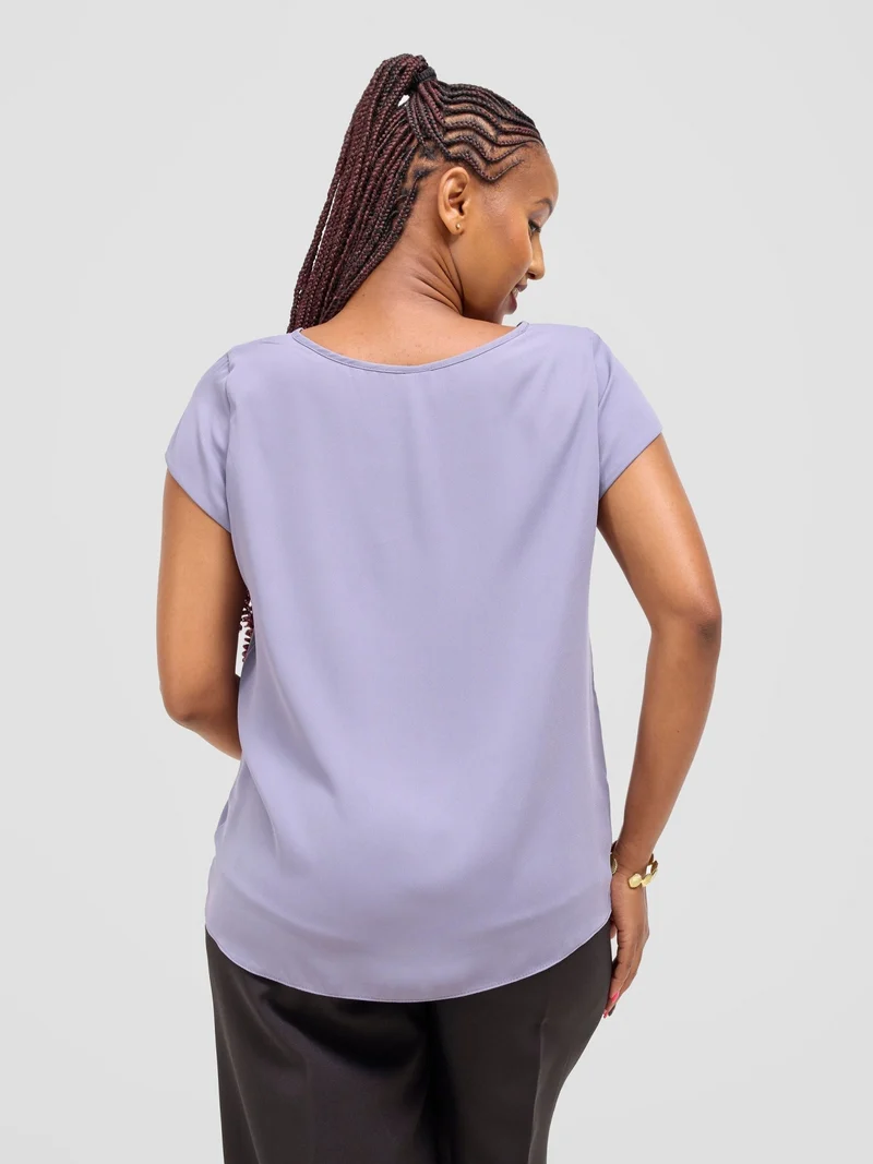 Vivo Basic Chiffon Cap Sleeve Top (Double Layered) - Grey