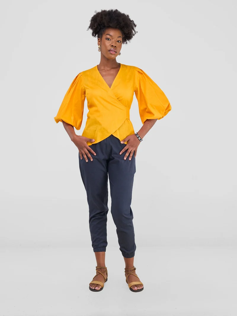 Safari by Vivo Savannah Wrap Top - Mustard